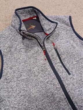 Orvis Heathered Fly Fishing Grey Fleece Vest with Black Trim Mens Size M